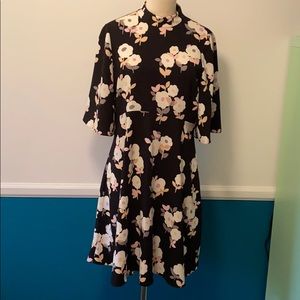 kate spade black white pastel floral flounce dress